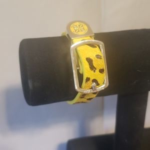 Rustic cuff yellow leopard bracelet